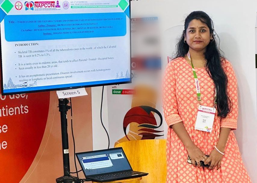 Dr. Pranathi beside her case presentation at a national respiratory conference